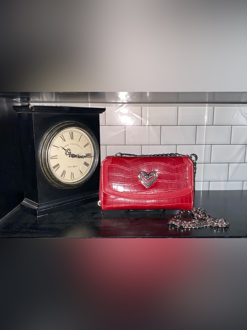 Brighton Red Croc-Embossed Heart Accent Crossbody